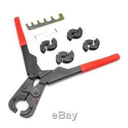 16 Portable Manual PEX Pipe Crimping Hand Tool Kit + 5 Jaws + Plastic Case New