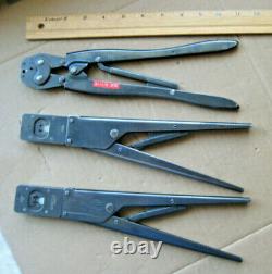 3 Amp Hand Crimp Tools Lot 90067-5, 90202-2, 220009-1 Used W Owner Marks / Wear