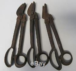 3 Three Vintage No. 2A Sheet Metal Hand Shears With Crimper Lot Of 3