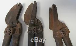 3 Three Vintage No. 2A Sheet Metal Hand Shears With Crimper Lot Of 3