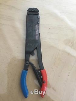 AMP 59250 T-Head Hand Ratchet Crimper / Crimping Tool Red / Blue