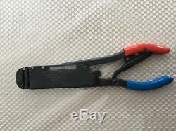 AMP Inc. 59250 T-Head Hand Ratchet Crimper Crimping Tool Red Blue