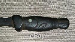 Antique Primitive Folk Art Hand Carved Ebony FISH SAILOR MADE Pie Crimper