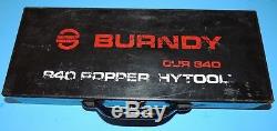 Burndy OUR840 Hytool Hand Ratchet Cable Crimper Crimp Tool metal case & 8 dies