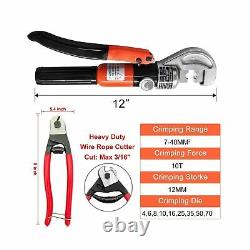 CKE Upgraded 10 Ton Hydraulic Cable Crimper Hand Tool for 1/8, 3/16 Stainless