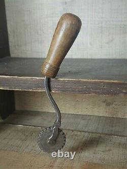 Early American Pastry Jagger Pie Crimper Hand Forged Baking Tool Signed Handle