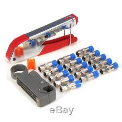 F-Type Compression Crimper Hand Tool Rotary Coaxial Cable Cutter Crimp Connector