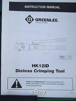 Greenlee HK12ID Hand Hydraulic Dieless Crimping Tool