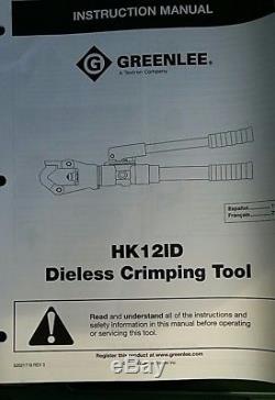 Greenlee HK12ID Hand Hydraulic Dieless Crimping Tool with Case