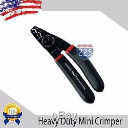 Heavy Duty Mini Crimper Hand Tool Crimps 10-22 AWG Gauge Insulated Terminals USA