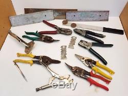 Mixed lot of 16 Malco/Wiss HVAC-Sheet metal hand tools, Crimper, Notcher, Snips