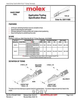 Molex 63811-1600 12/10 AWG Hand Crimp Tool Rev. H