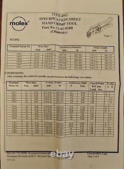 Molex Cr60930a Edp# 11-01-0208 Awg 36-22 Hand Crimp Tool Crimper