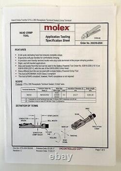 Molex Hand Crimp Tool For CTX-J 280 Receptacle Terminal Model 200218-2500