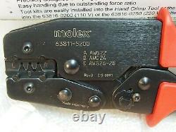 New Molex 63811-5200 Ratchet Hand Crimp Tool for 22-28AWG. 2.5MM SPOX Terminal