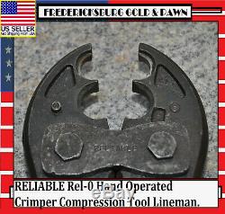 RELIABLE Rel-0 Hand Operated Crimper Compression Tool Lineman. Fast Shipping