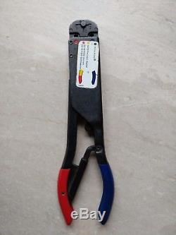 TE 59250 T-Head Hand Ratchet Crimper / Crimping Tool Red / Blue
