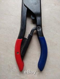 TE 59250 T-Head Hand Ratchet Crimper / Crimping Tool Red / Blue