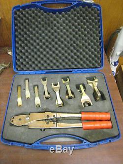 USED VULKAN LOKRING HAND ASSEMBLY CRIMPER TOOL With DIES AND CASE FREE SHIPPING