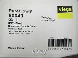 Viega 50040 PureFlow 3/4 PEX Crimp Press Hand Tool Pliers Blue Handle