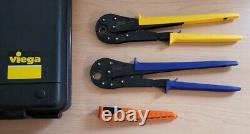 Viega Pureflow Pex Press Hand Crimper Tool Set 1/2 & 3/4 with Case