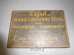 Vintage RAJAH Hand Crimping Tool Set Advertising Metal Tool Box